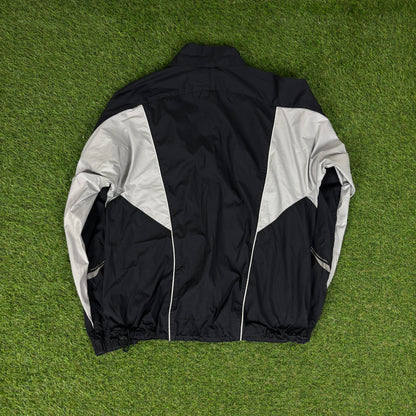 00s Nike Piping Windbreaker Jacket + Joggers Set Black Medium