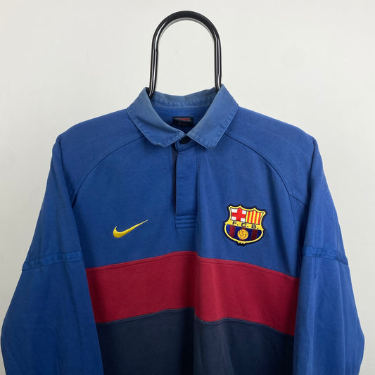 90s Nike Barcelona Football Sweatshirt Blue Large