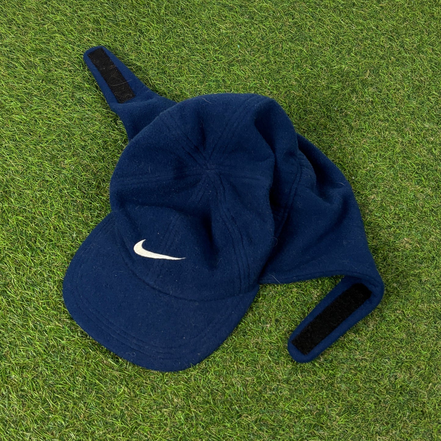 90s Nike Fleece Ear Flap Beanie Hat Blue