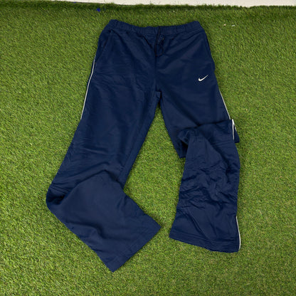00s Nike Piping Windbreaker Jacket + Joggers Set Blue Small