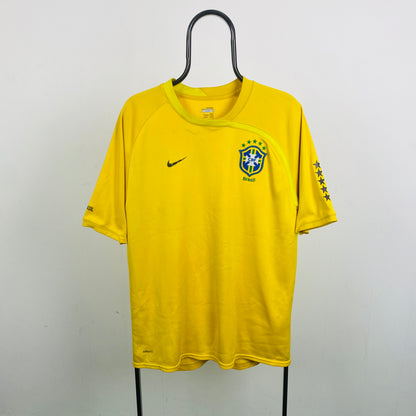 00s Nike Brazil Football Shirt T-Shirt Yellow Large