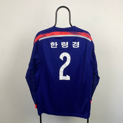 Retro 90s Japan Long Sleeve Football Shirt T-Shirt Blue XL