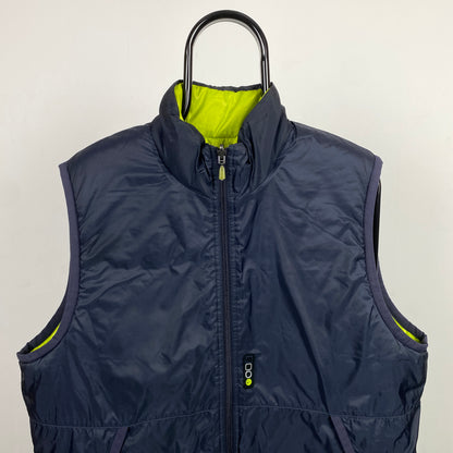 90s Nike Reversible Puffer Gilet Jacket Blue Green Medium