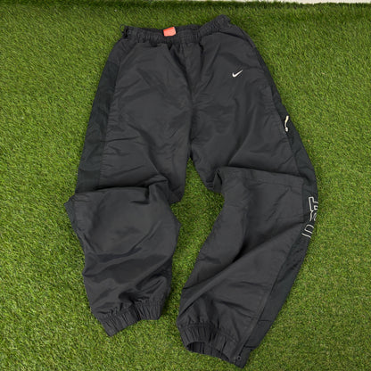 00s Nike Clima-Fit Piping Windbreaker Jacket + Joggers Set Black Small