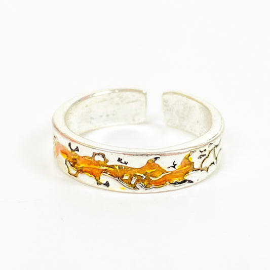 Retro Adjustable Lava Ring Silver