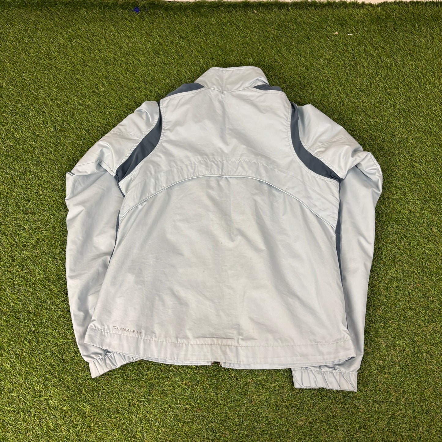 00s Nike Clima-Fit Piping Windbreaker Jacket + Joggers Set Blue Small