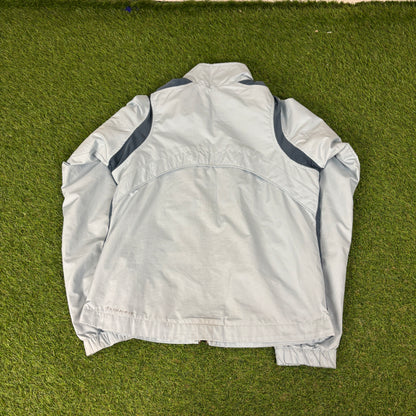 00s Nike Clima-Fit Piping Windbreaker Jacket + Joggers Set Blue Small