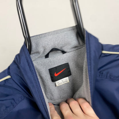 90s Nike Fleece Lined Windbreaker Jacket Blue XL