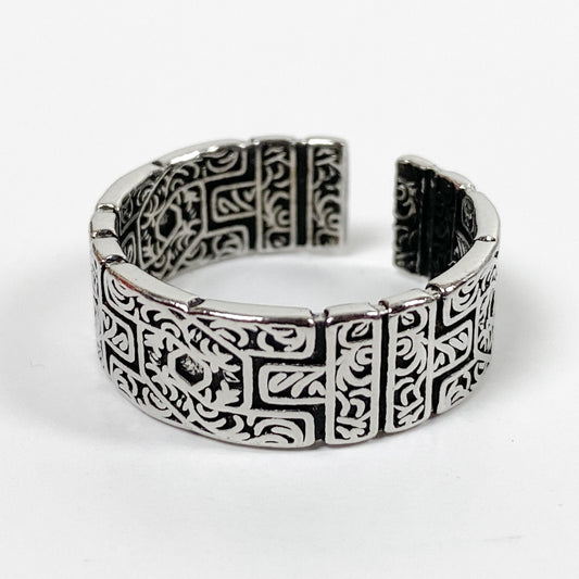 Retro Adjustable Maze Ring Silver