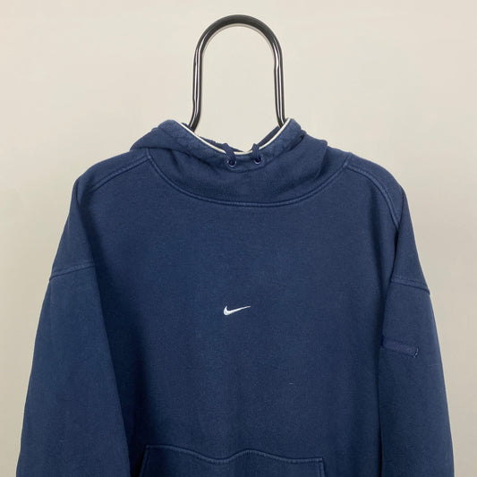00s Nike Centre Swoosh Hoodie Blue XL