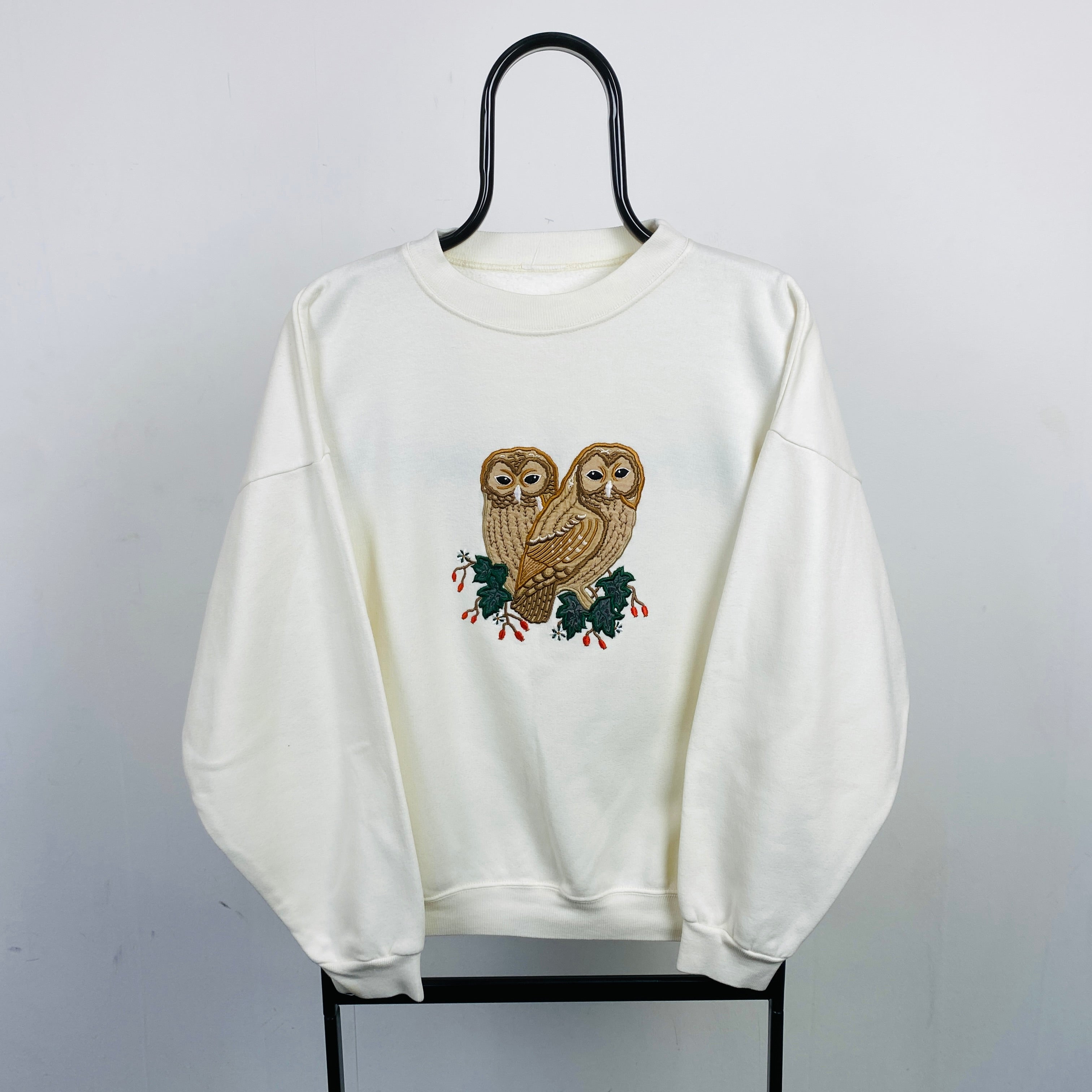 Retro Owl Sweatshirt Brown Large