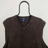 Retro Knitted Sweater Vest Sweatshirt Brown XXL
