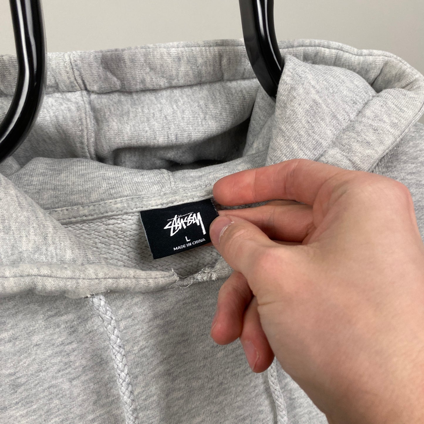 Retro 00s Stussy Hoodie Grey Large