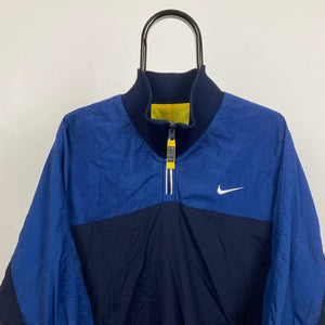90s Nike Reversible 1/4 Zip Windbreaker Jacket Blue Large