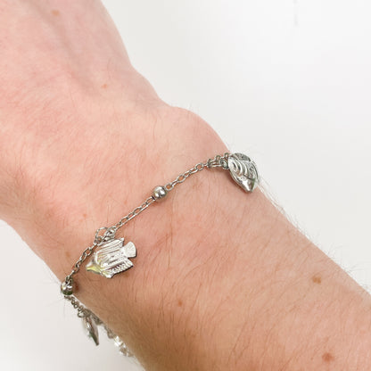 Retro Fish Bracelet Necklace Chain Silver