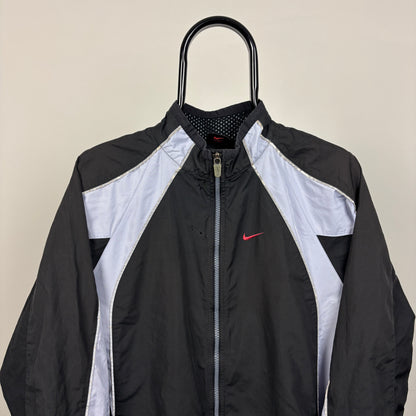 90s Nike Reflective Windbreaker Jacket Black Black Large