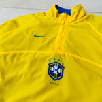 90s Nike Brazil Reversible Windbreaker Jacket Yellow Blue Medium