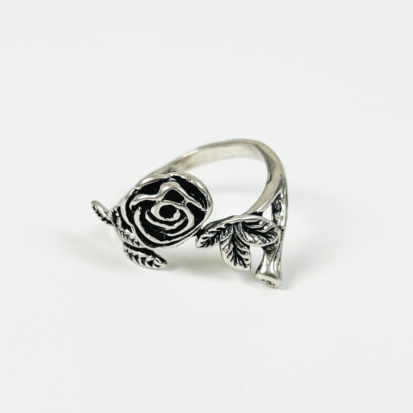 Adjustable Rose Ring Silver
