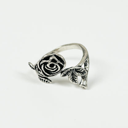 Adjustable Rose Ring Silver