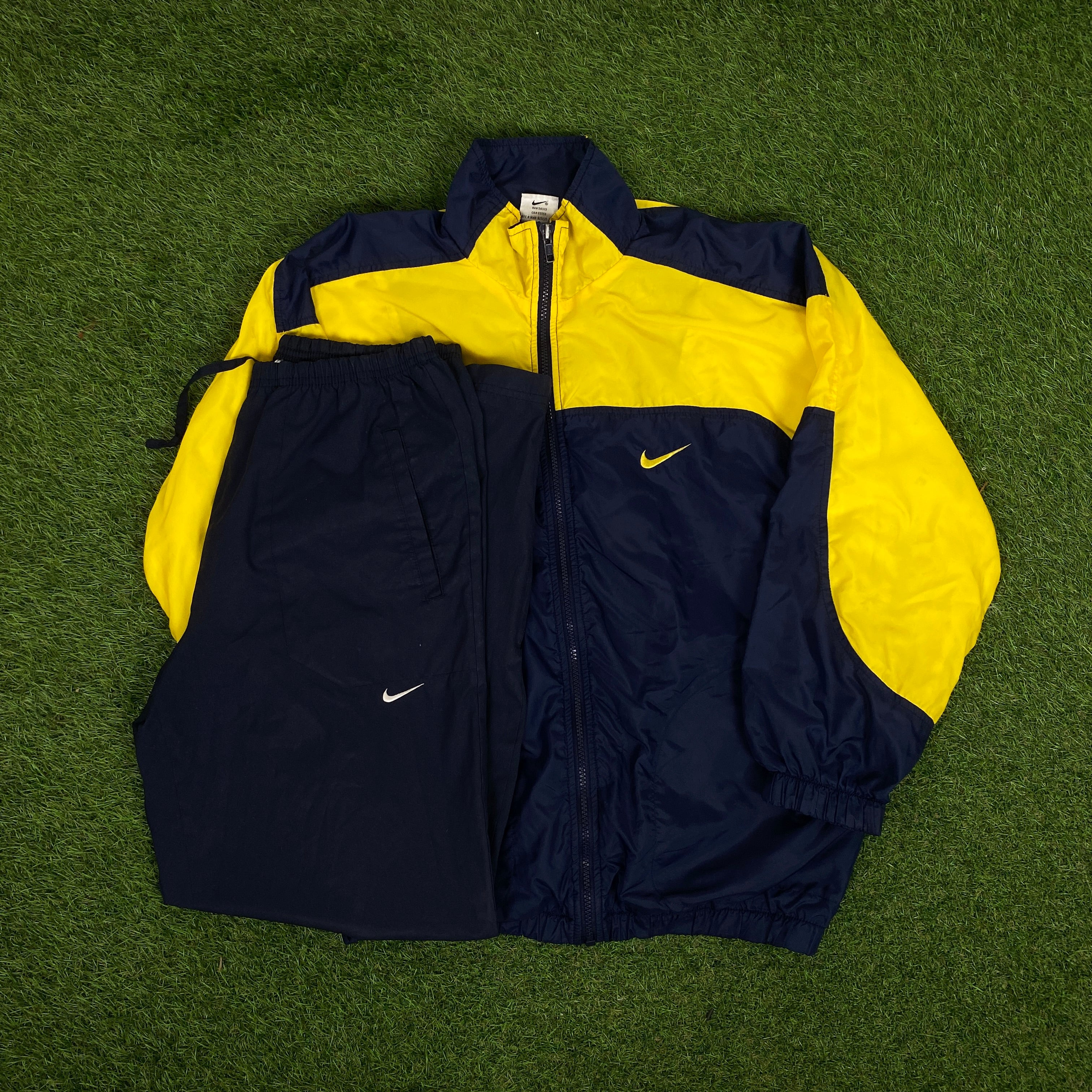 90s Nike Piping Tracksuit Set Jacket + Joggers Blue XL – Clout Closet