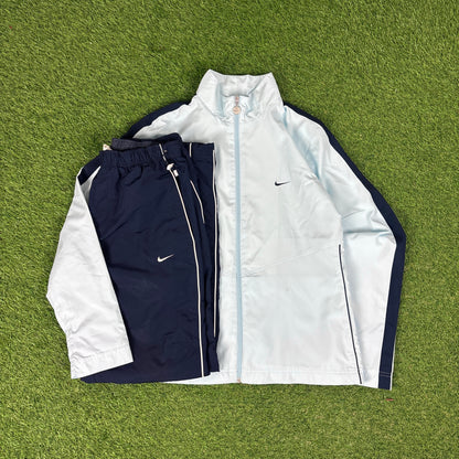 00s Nike Piping Tracksuit Jacket + Joggers Set Blue Large
