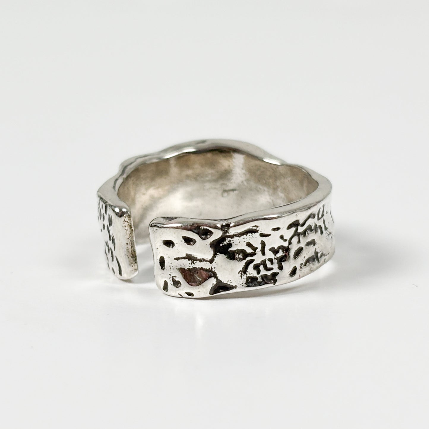 Carved Face Ring Silver