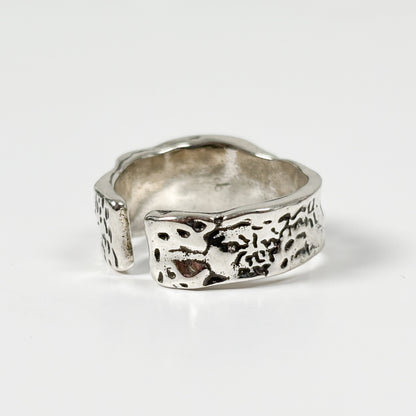 Carved Face Ring Silver