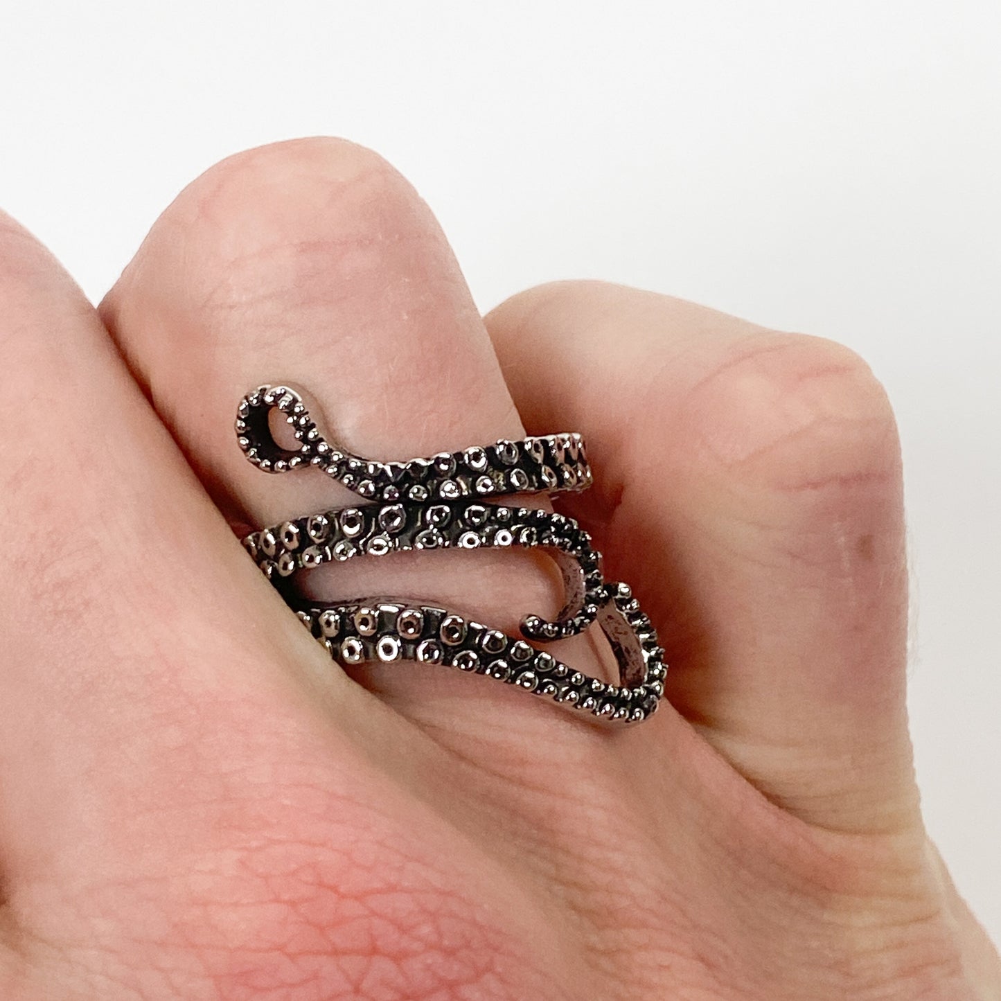 Retro Adjustable Tentacle Ring Silver