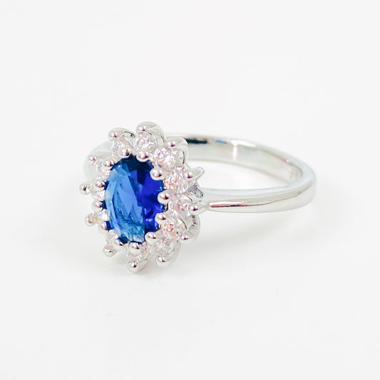 Vintage Dainty Gemstone Ring Silver