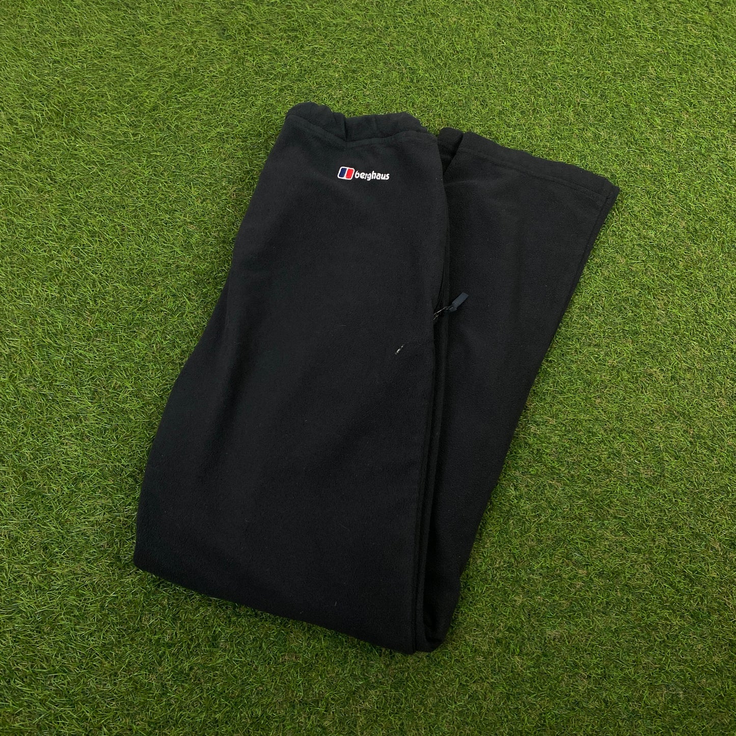 Retro Berghaus Fleece Cotton Zip Pocket Joggers Black Small