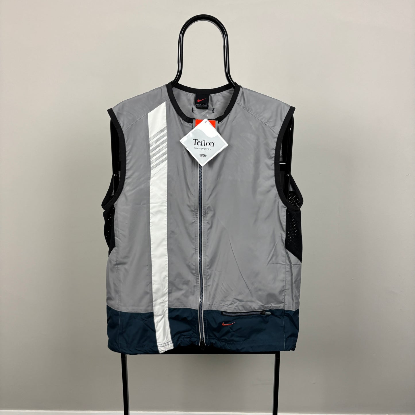 00s Nike Windbreaker Running Vest Jacket Grey Large