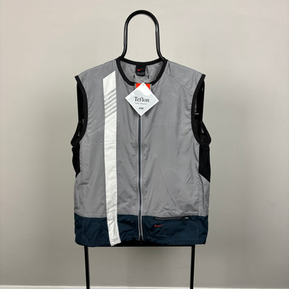 00s Nike Windbreaker Running Vest Jacket Grey Large
