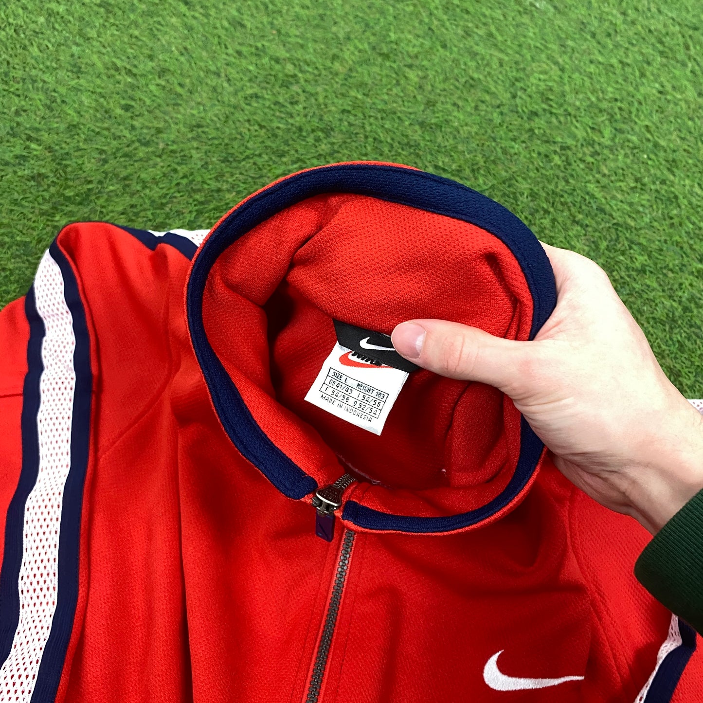 90s Nike Tracksuit Jacket + Joggers Set Red Large