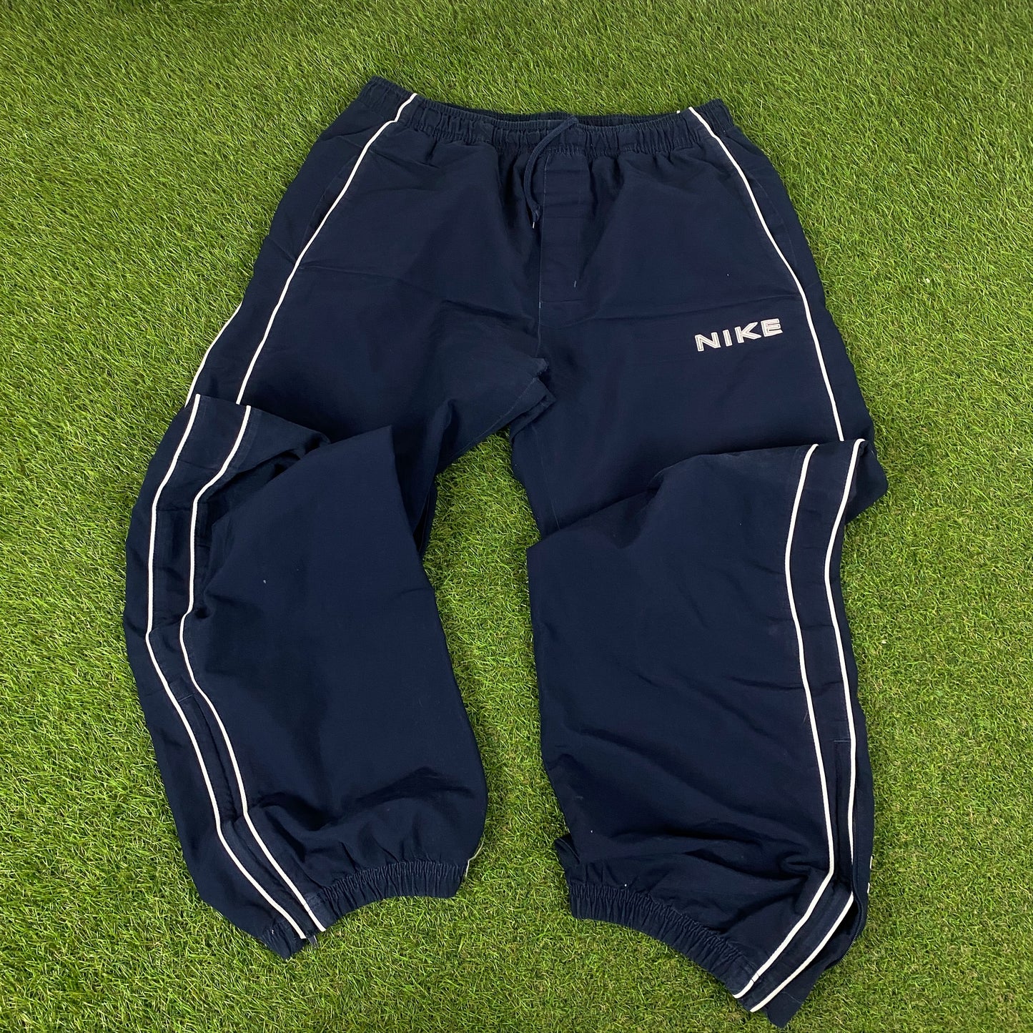 00s Nike Piping Tracksuit Jacket + Joggers Set White Large