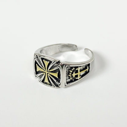 Adjustable Gothic Cross Ring Silver