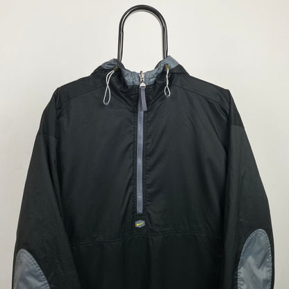 90s Nike Hex Reversible Fleece Coat Jacket Black Grey XL