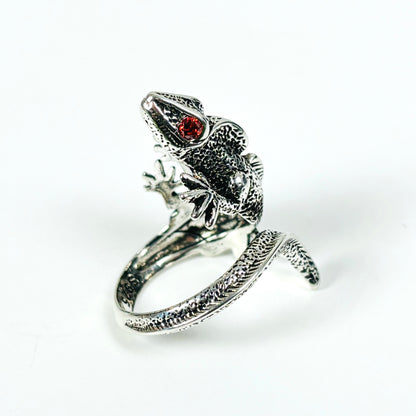 Adjustable Lizard Ring Silver