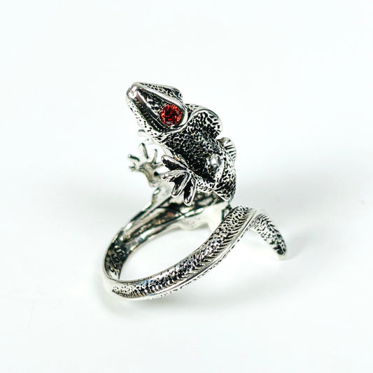Adjustable Lizard Ring Silver