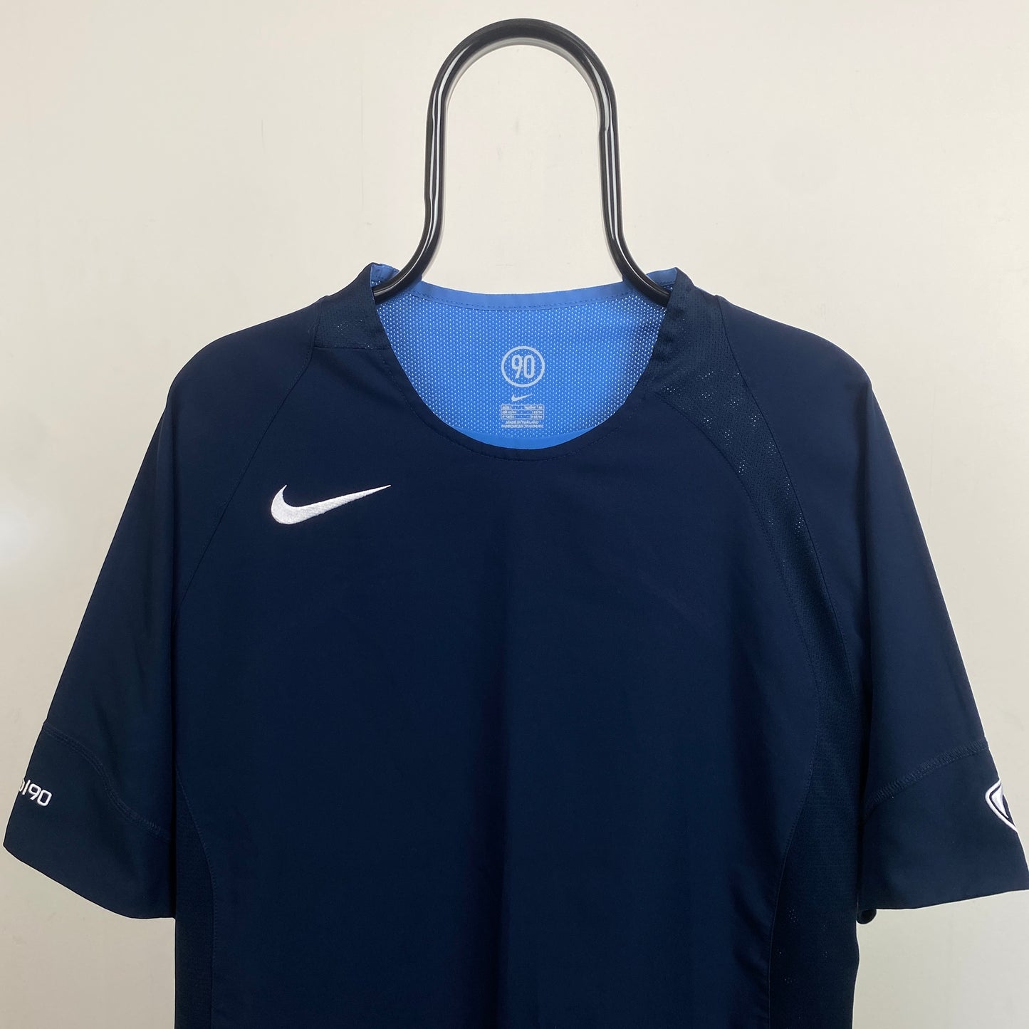 00s Nike Football Shirt T-Shirt Blue Large