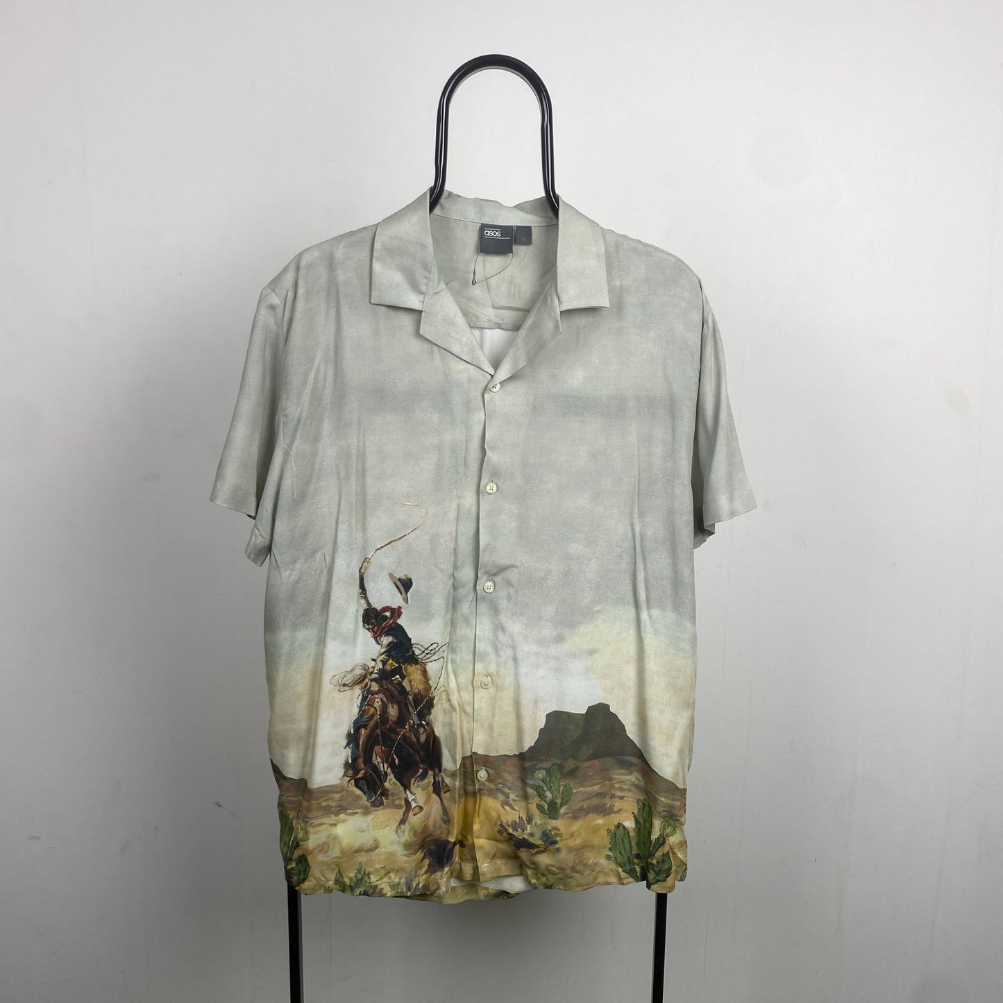 Retro Cowboy Button Up Shirt T-Shirt Brown Small