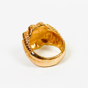 Retro Vintage Flower Ring Gold Orange