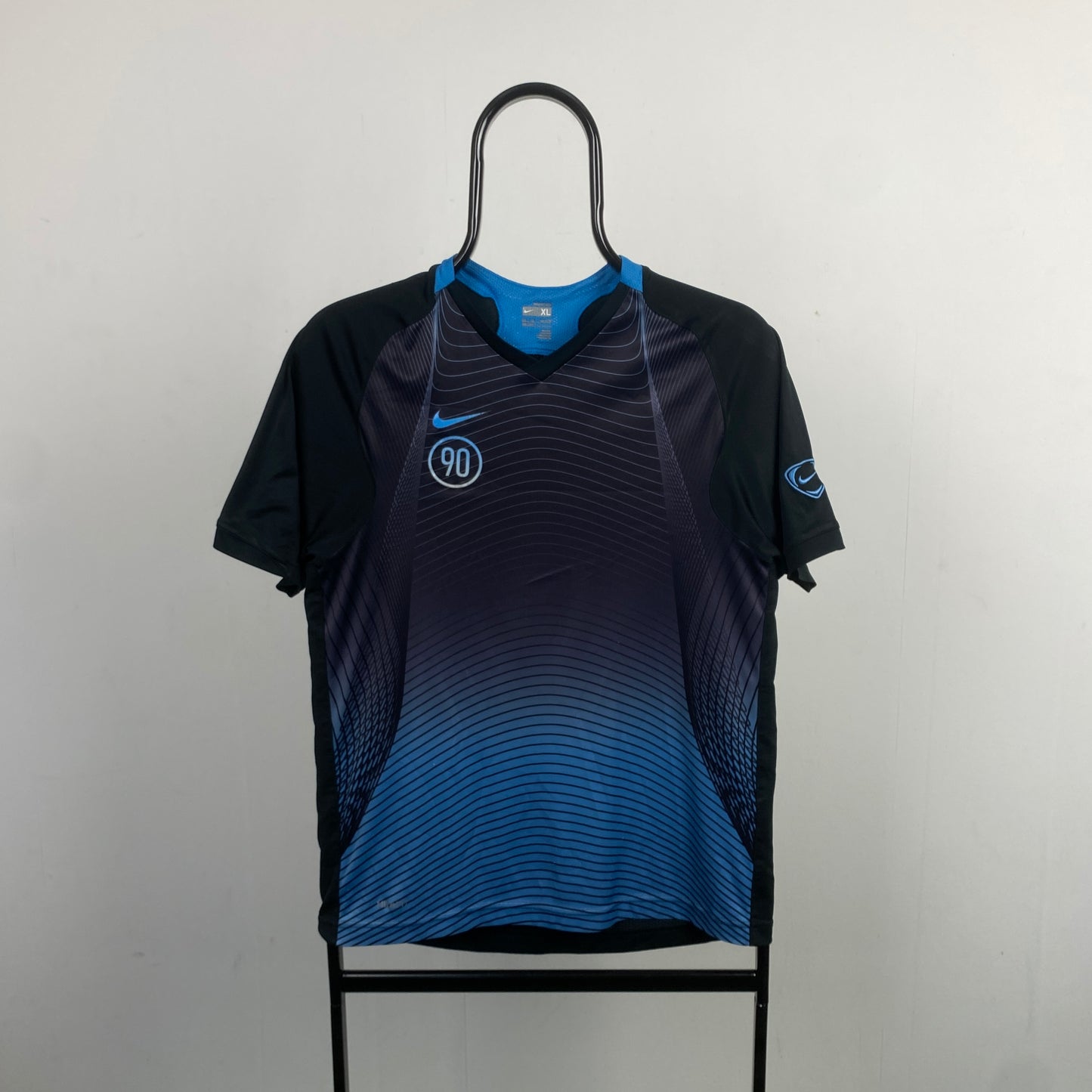 00s Nike T90 Football Shirt T-Shirt Blue Small