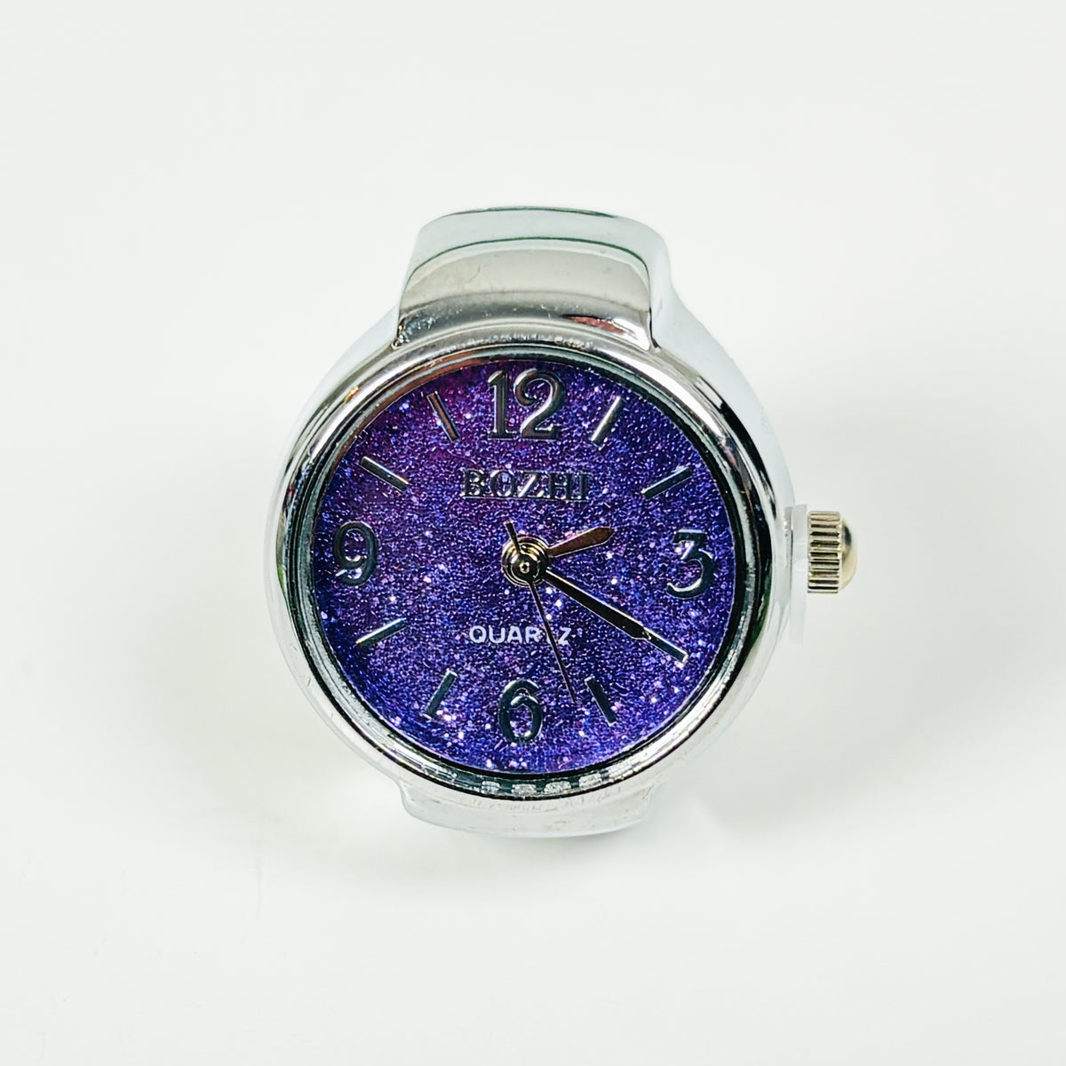 Adjustable Watch Ring Purple Sparkle