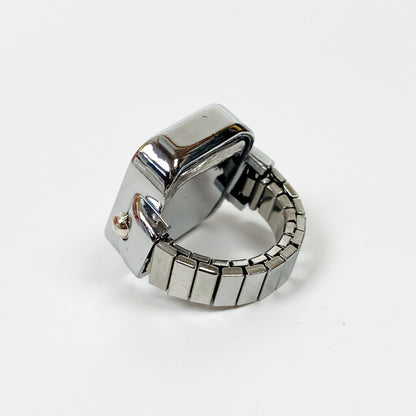 Retro Adjustable Watch Ring Silver White