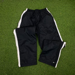 90s Nike Piping Windbreaker Jacket + Joggers Set Black Medium