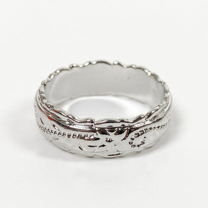 Retro Vintage Indent Ring Silver