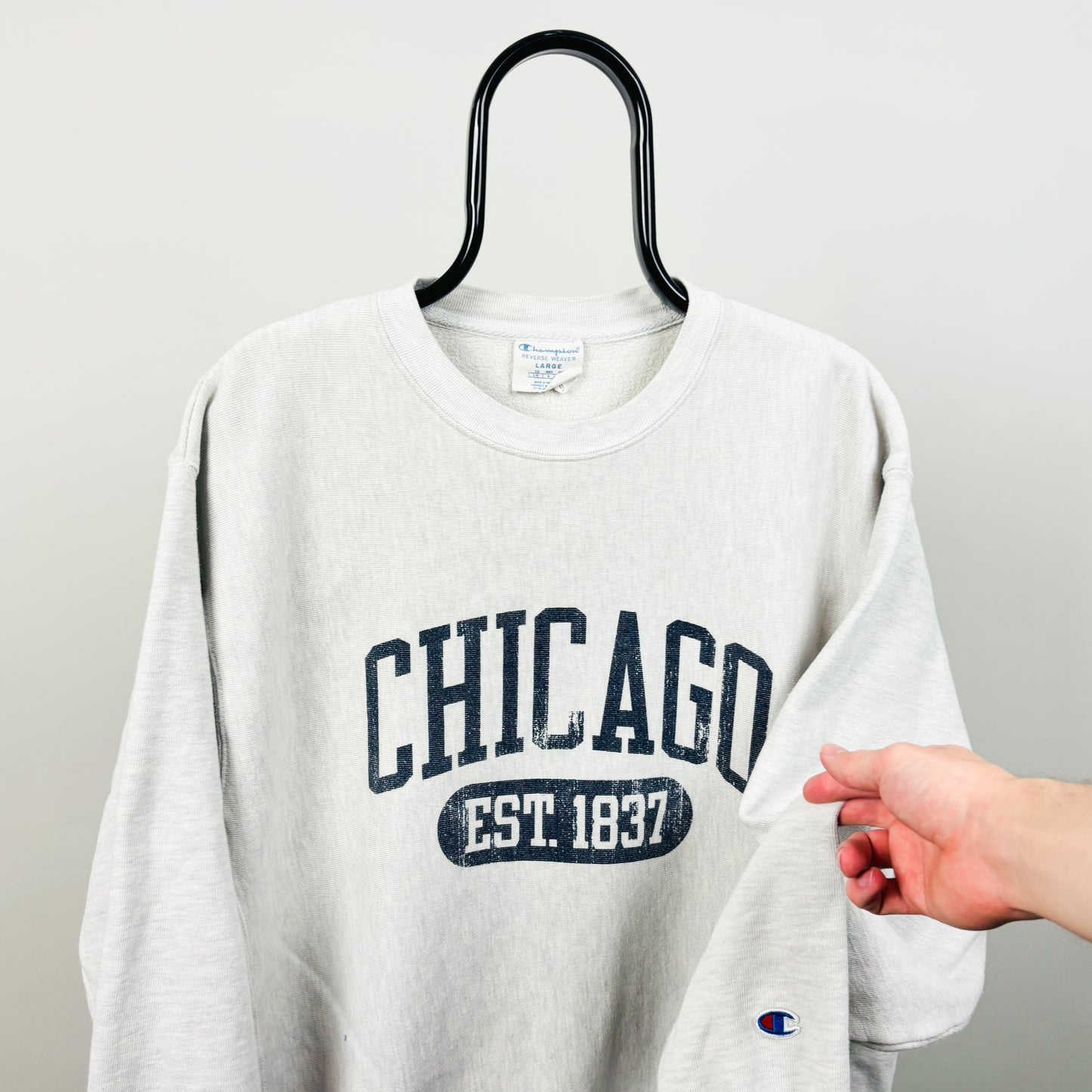 90s Champion Chicago Sweatshirt Grey Large
