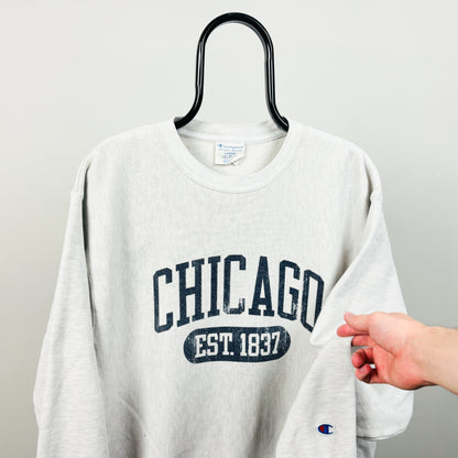 90s Champion Chicago Sweatshirt Grey Large