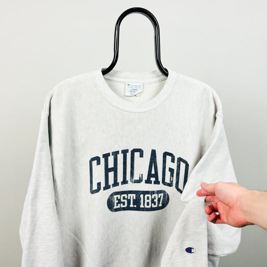90s Champion Chicago Sweatshirt Grey Large