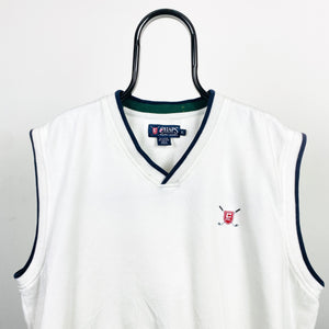 Retro Chaps Ralph Lauren Sweater Vest Sweatshirt White XL